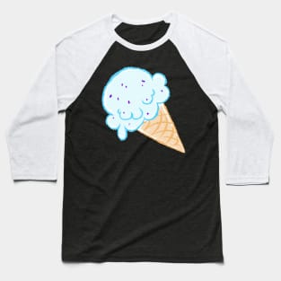 Minty Ice Cream - Cute Kawaii Summer Simple Crayon Doodle Art Baseball T-Shirt